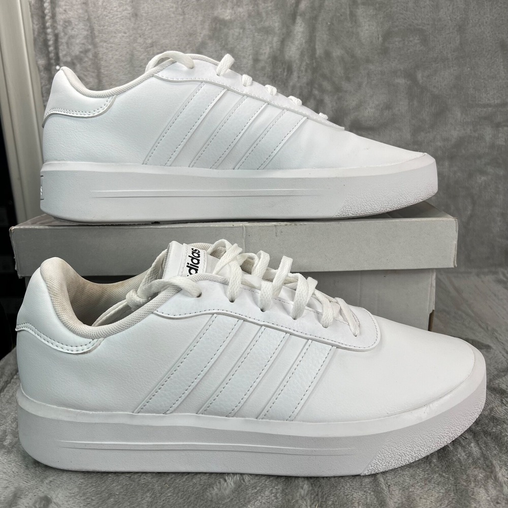 Adidas Court Platform Sneakers Womens 10 White Solid‎ Skateboarding Chunky Sole
